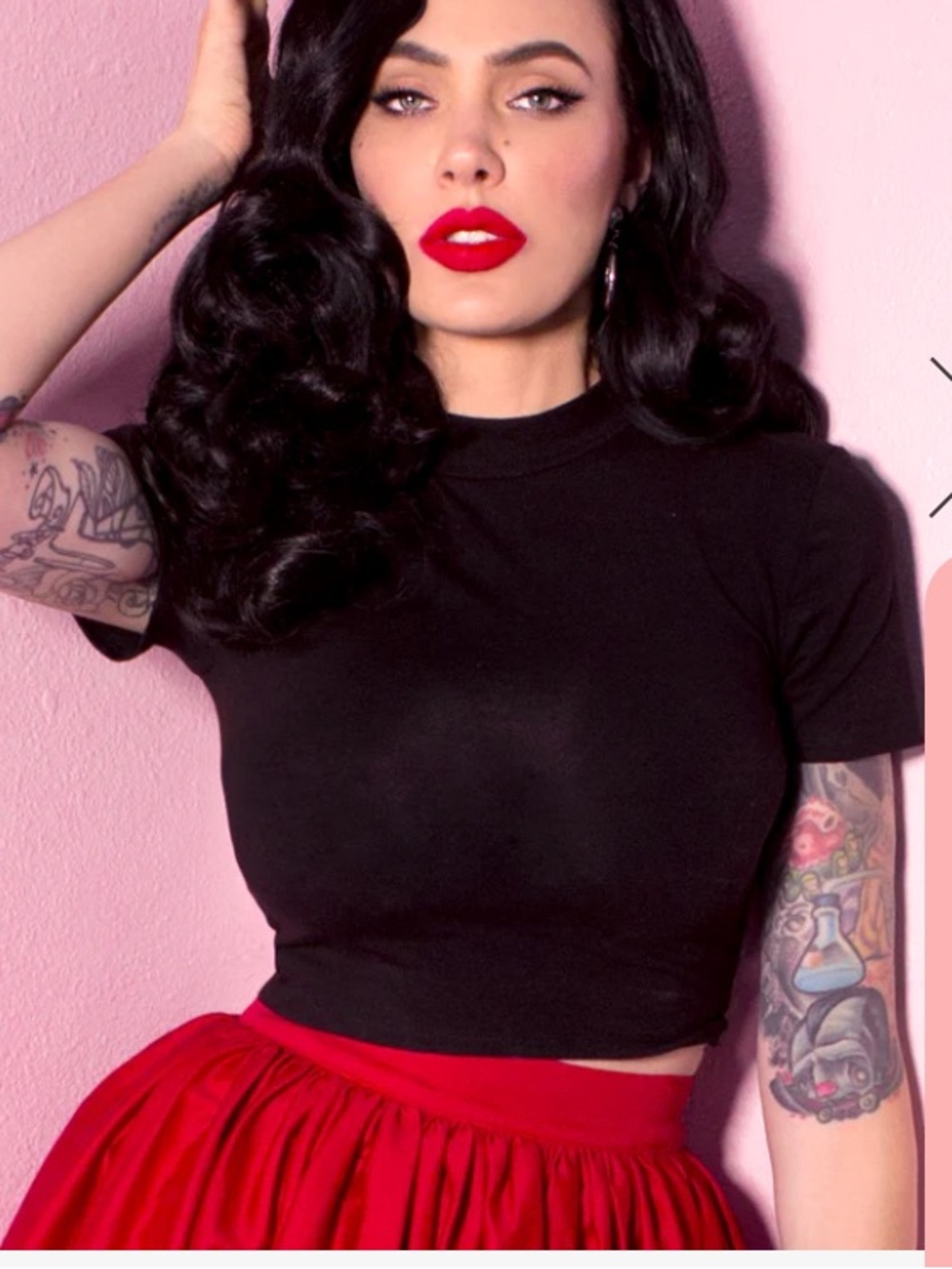 Vixen by Micheline Pitt Black Short-Sleeve Crop Top NWT